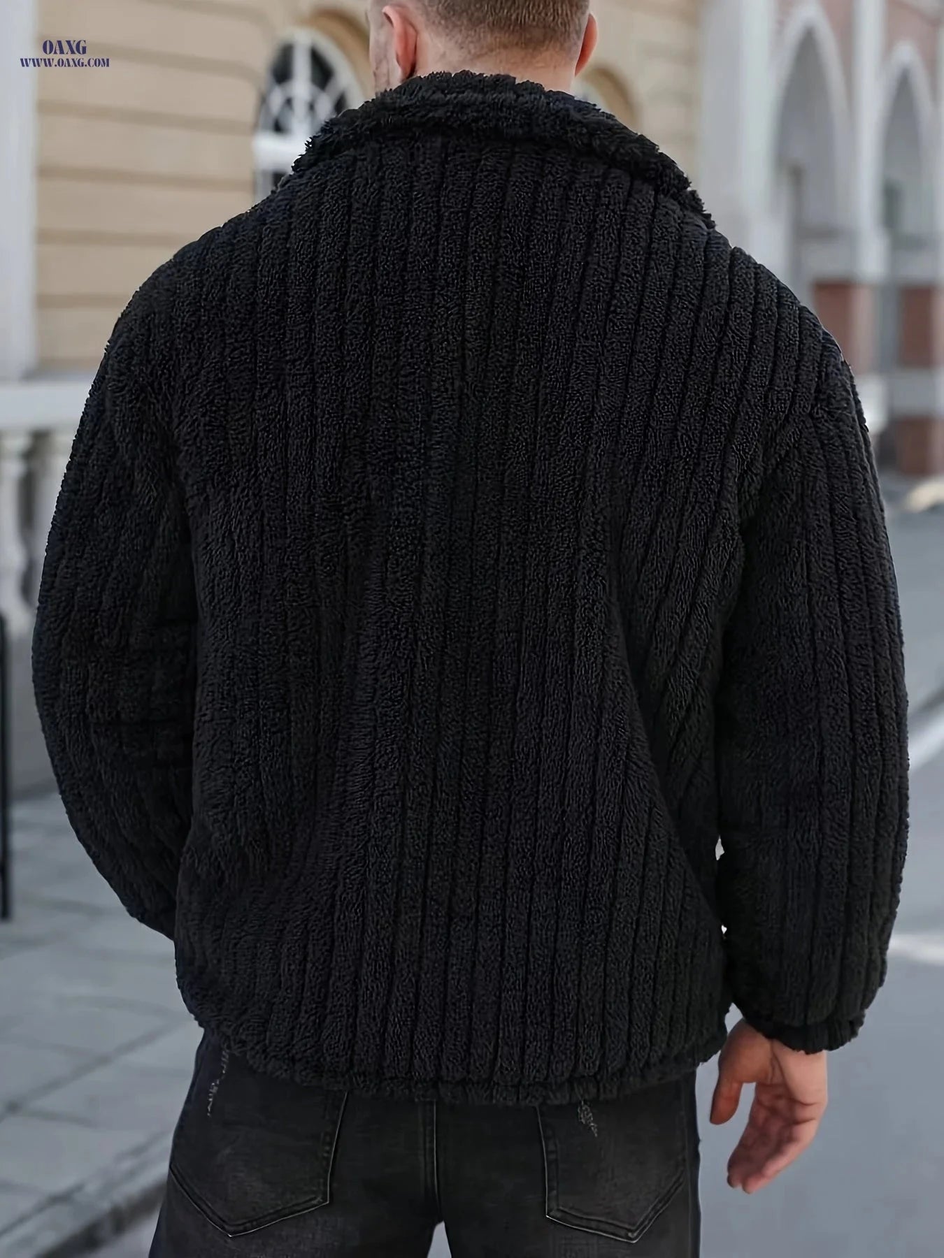 Men's Winter Flannel Jacket - Striped Design for Casual Wear   OAXG 