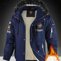 Men's Winter Hooded Jacket - Warm, Thick, Perfect for Hiking   OAXG Navy Color / FR XS