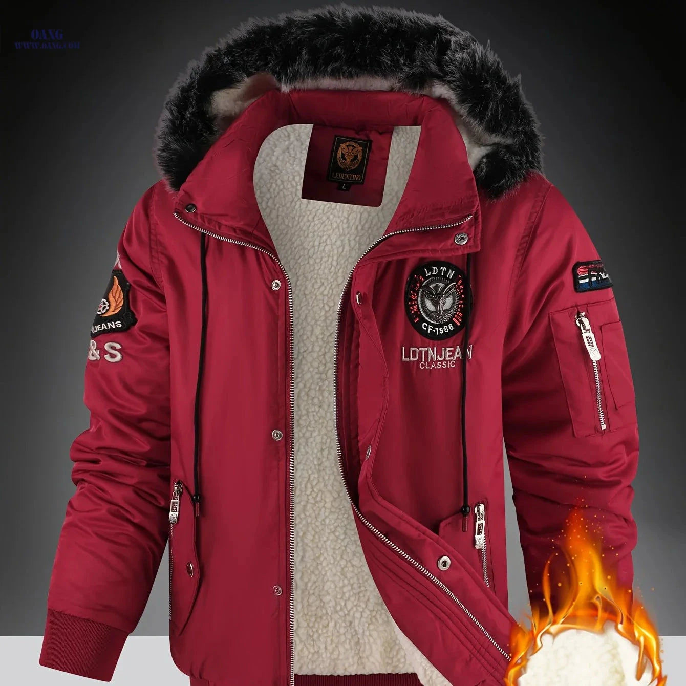 Men's Winter Hooded Jacket - Warm, Thick, Perfect for Hiking   OAXG 