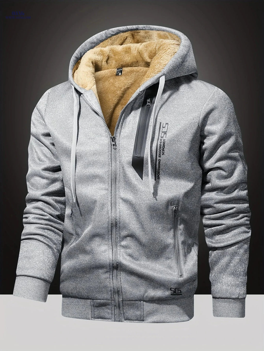 Men's Winter-Lined Sweatshirt Jacket - Warm, Hooded, Zippered Style   OAXG 