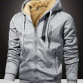 Men's Winter-Lined Sweatshirt Jacket - Warm, Hooded, Zippered Style   OAXG 