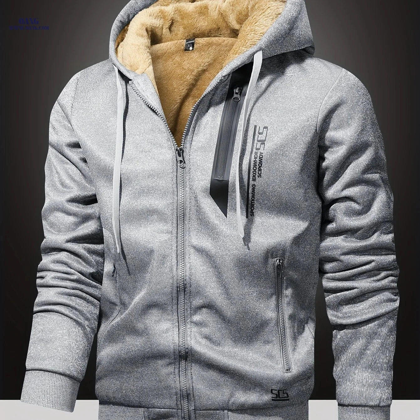 Men's Winter-Lined Sweatshirt Jacket - Warm, Hooded, Zippered Style   OAXG 