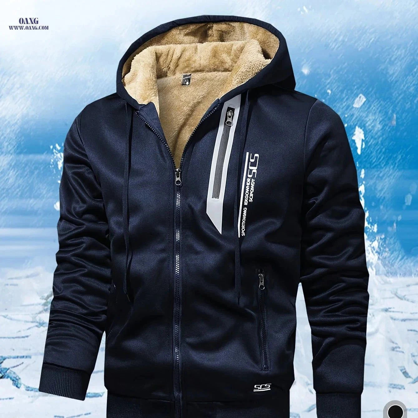 Men's Winter-Lined Sweatshirt Jacket - Warm, Hooded, Zippered Style   OAXG Dark Ash / FR XS