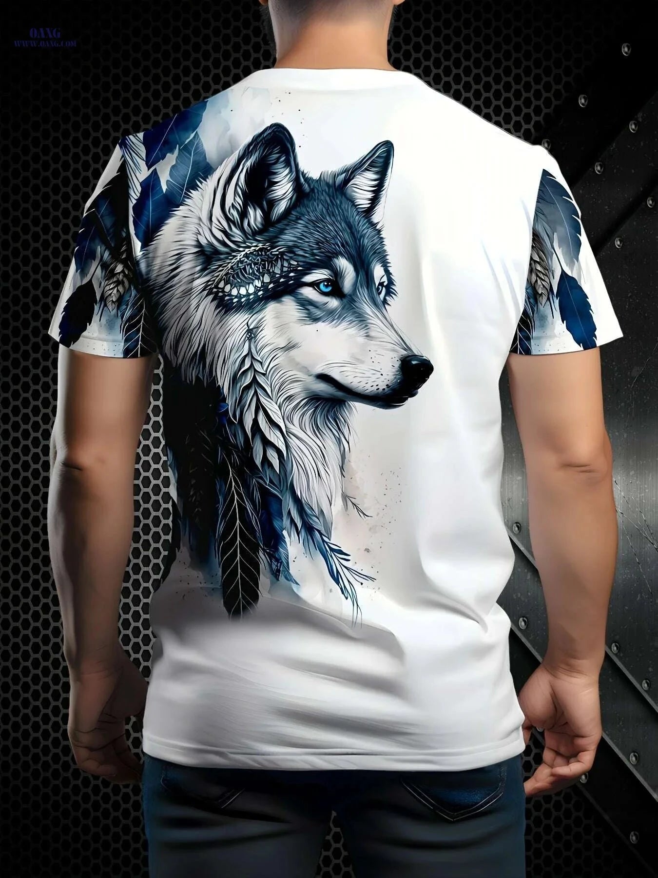 Men's Wolf Graphic T-Shirt - Breathable, Regular Fit, Casual Wear   OAXG 