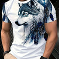 Men's Wolf Graphic T-Shirt - Breathable, Regular Fit, Casual Wear   OAXG 
