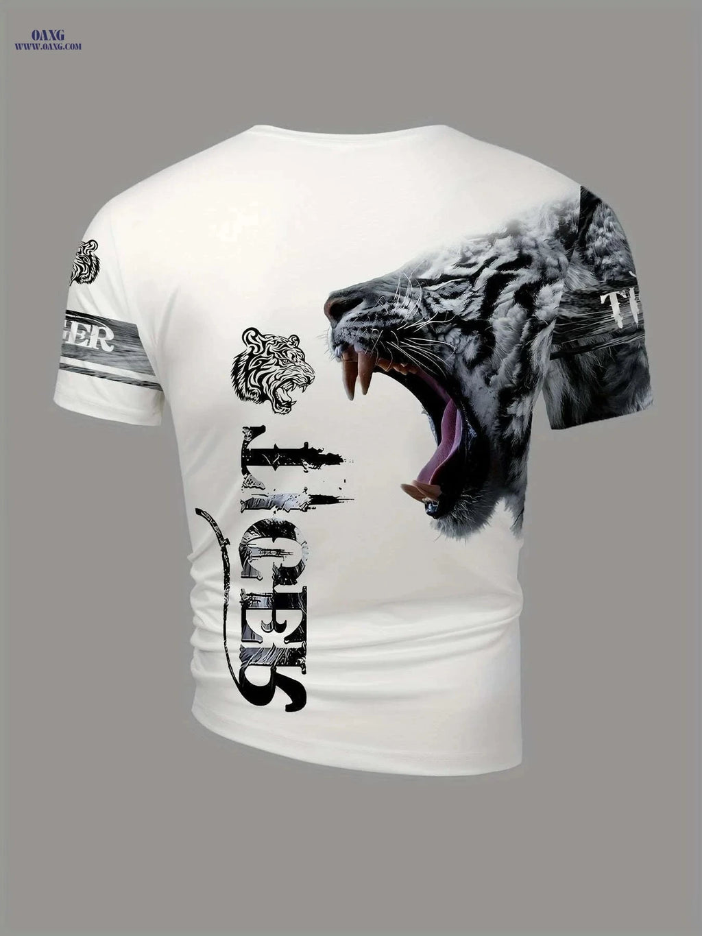 Men's & Women's Tiger Graphic T-Shirt - Casual 3D Animal Print   OAXG White / S