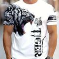 Men's & Women's Tiger Graphic T-Shirt - Casual 3D Animal Print   OAXG White / S
