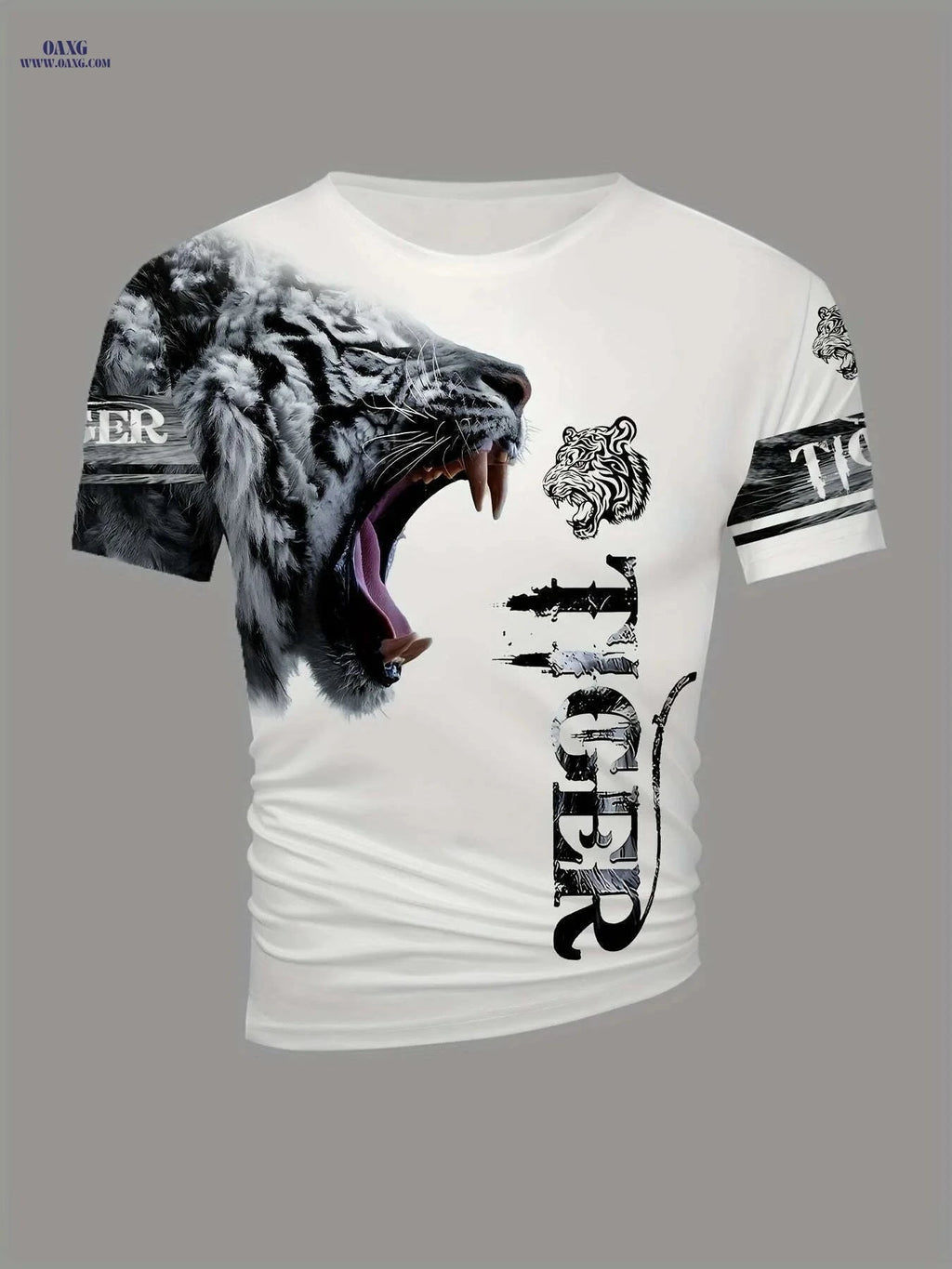 Men's & Women's Tiger Graphic T-Shirt - Casual 3D Animal Print   OAXG White / S