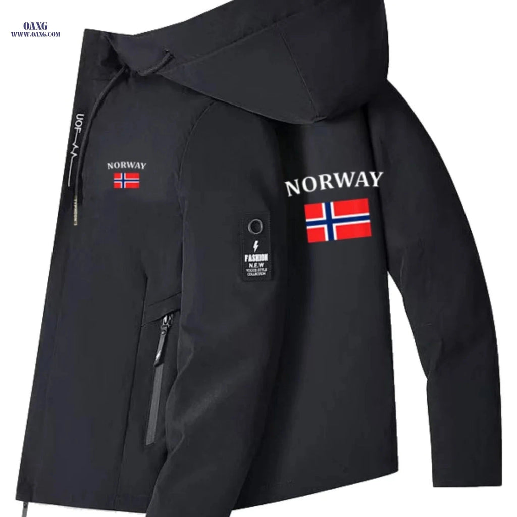 Men's & Women's Windproof Jacket - Norway Flag Print, Casual Outerwear   OAXG 