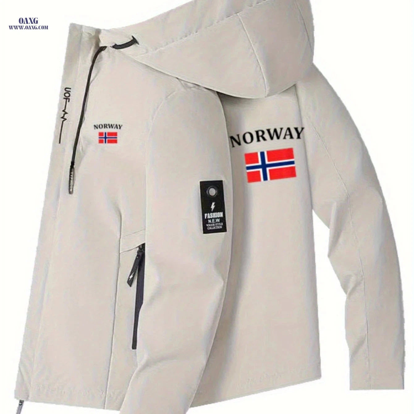 Men's & Women's Windproof Jacket - Norway Flag Print, Casual Outerwear   OAXG Black / FR S