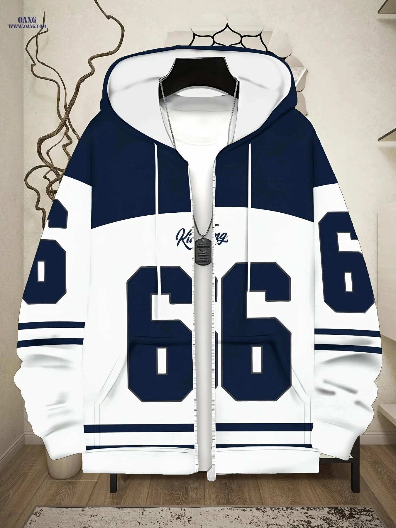 Men’s Zip-Up Hoodie - Casual Digital Pattern for Autumn & Winter   OAXG 