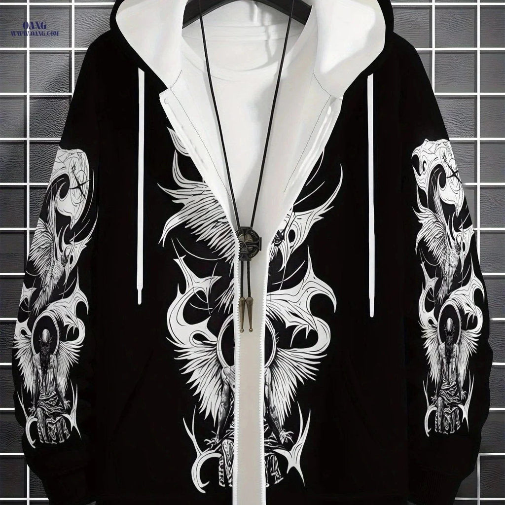 Men's Zip-Up Hoodie - Casual Pullover for Travel & Everyday Wear   OAXG Multicolor / FR S