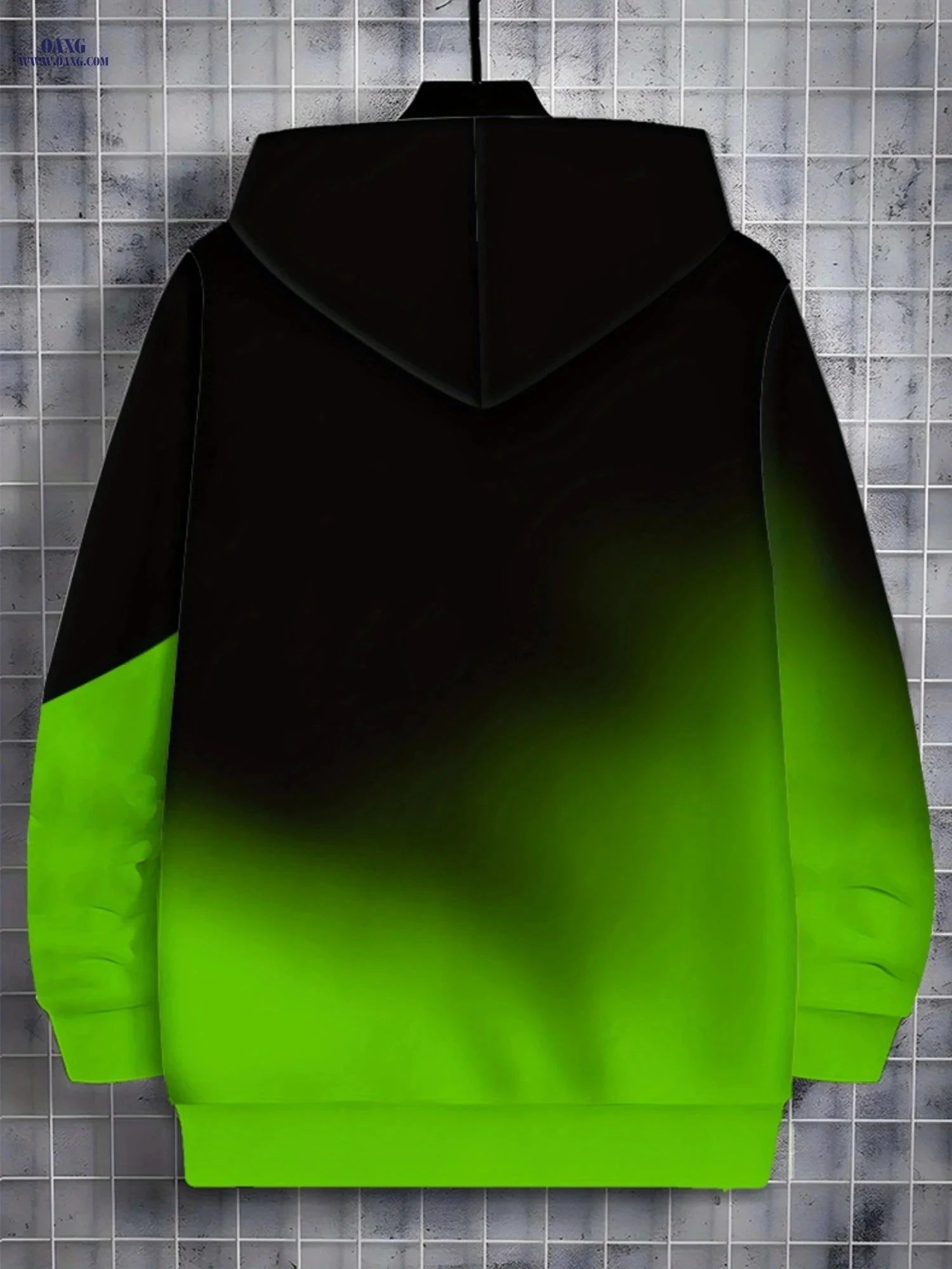 Men’s Zip-Up Hoodie - Gradient Green & Black for Outdoor Activities   OAXG Multicolor / FR M