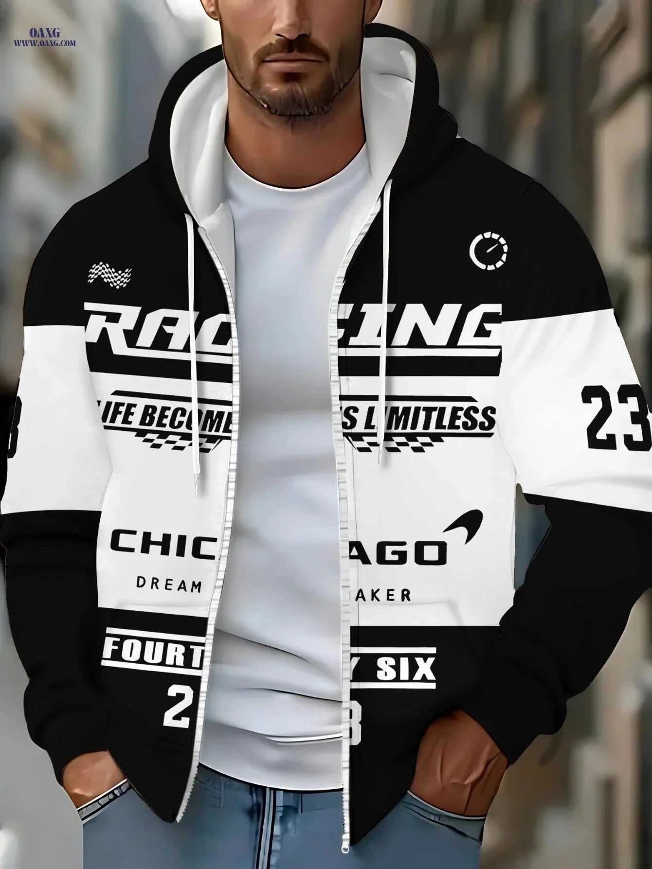Men's Zip-Up Hoodie - Lightweight, Durable for Outdoor Activities   OAXG 