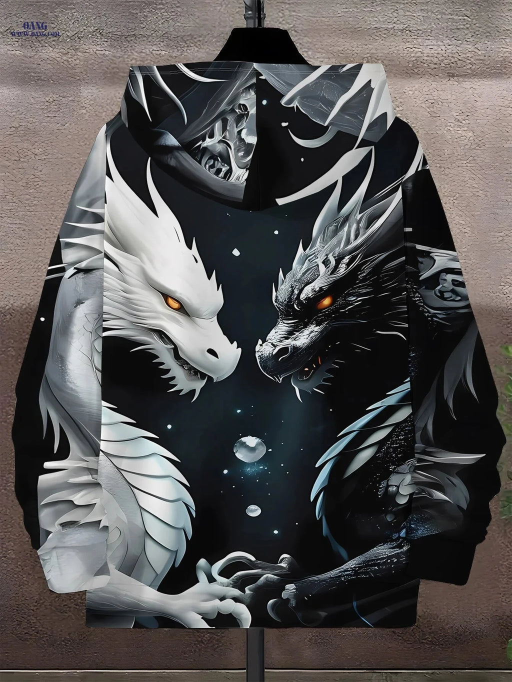Men's Zip-Up Hoodie - Unique Dragon Design for Autumn/Winter Wear   OAXG Multicolor / FR S