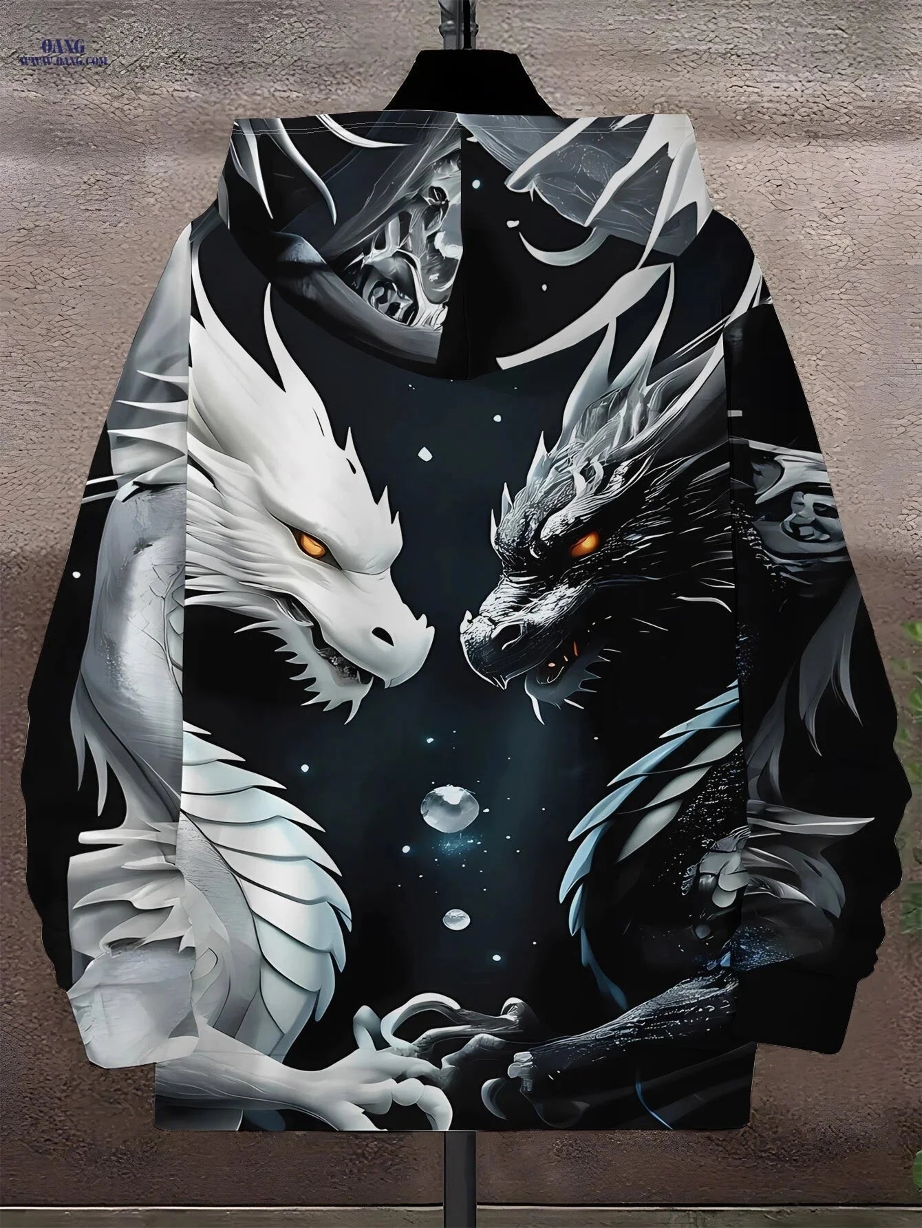 Men's Zip-Up Hoodie - Unique Dragon Design for Autumn/Winter Wear   OAXG Multicolor / FR S