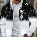 Men’s Zip-Up Hoodie with Letter Design - Casual Fall Outdoor Jacket   OAXG 