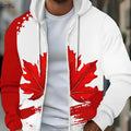 Men's Zip-Up Hoodie with Maple Leaf Design - Casual Autumn Jacket   OAXG 