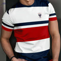 Mens Color Block Eagle Print T-Shirt - Summer Casual Crew Neck Tee   OAXG 