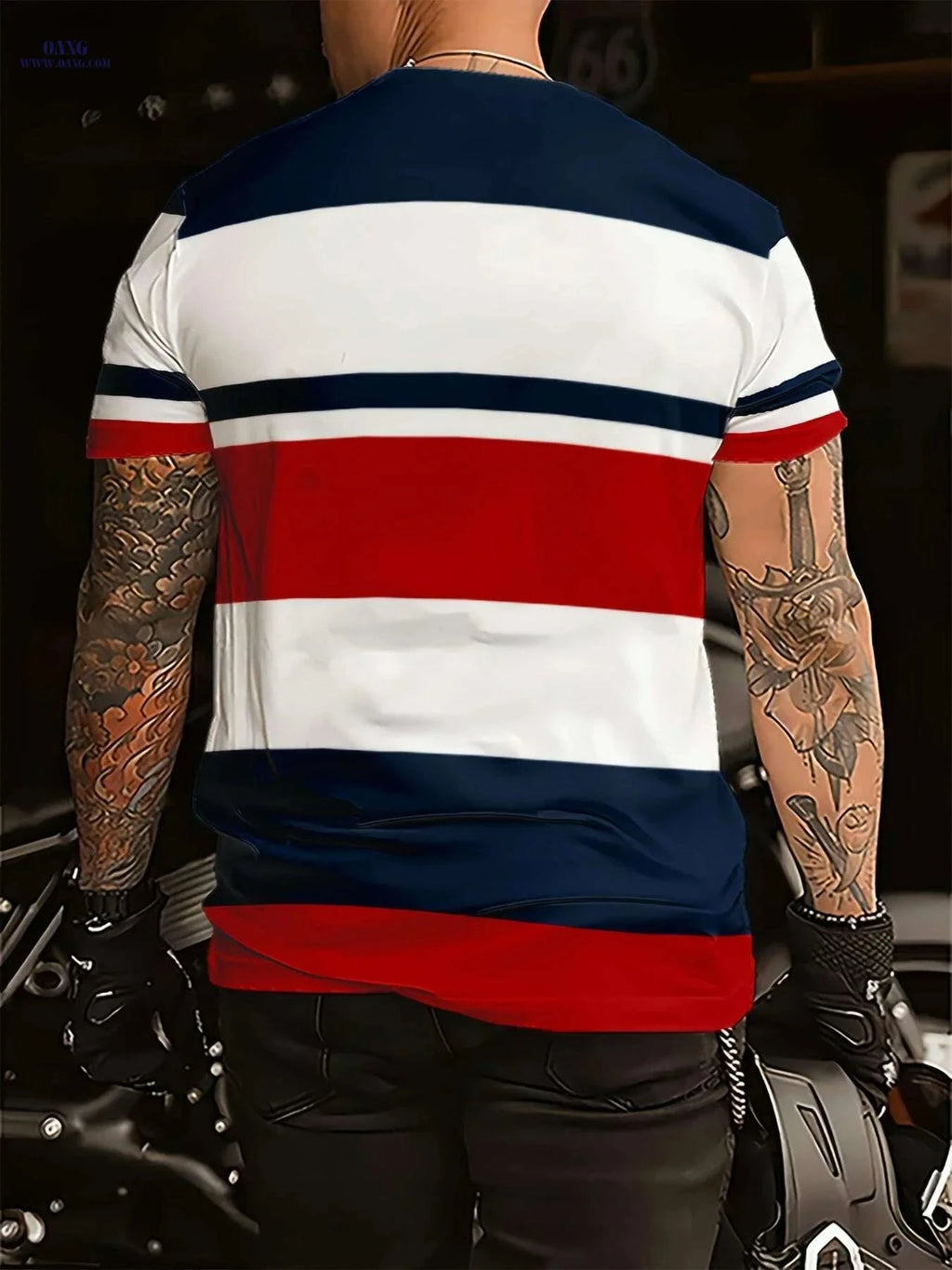Mens Color Block Eagle Print T-Shirt - Summer Casual Crew Neck Tee   OAXG 