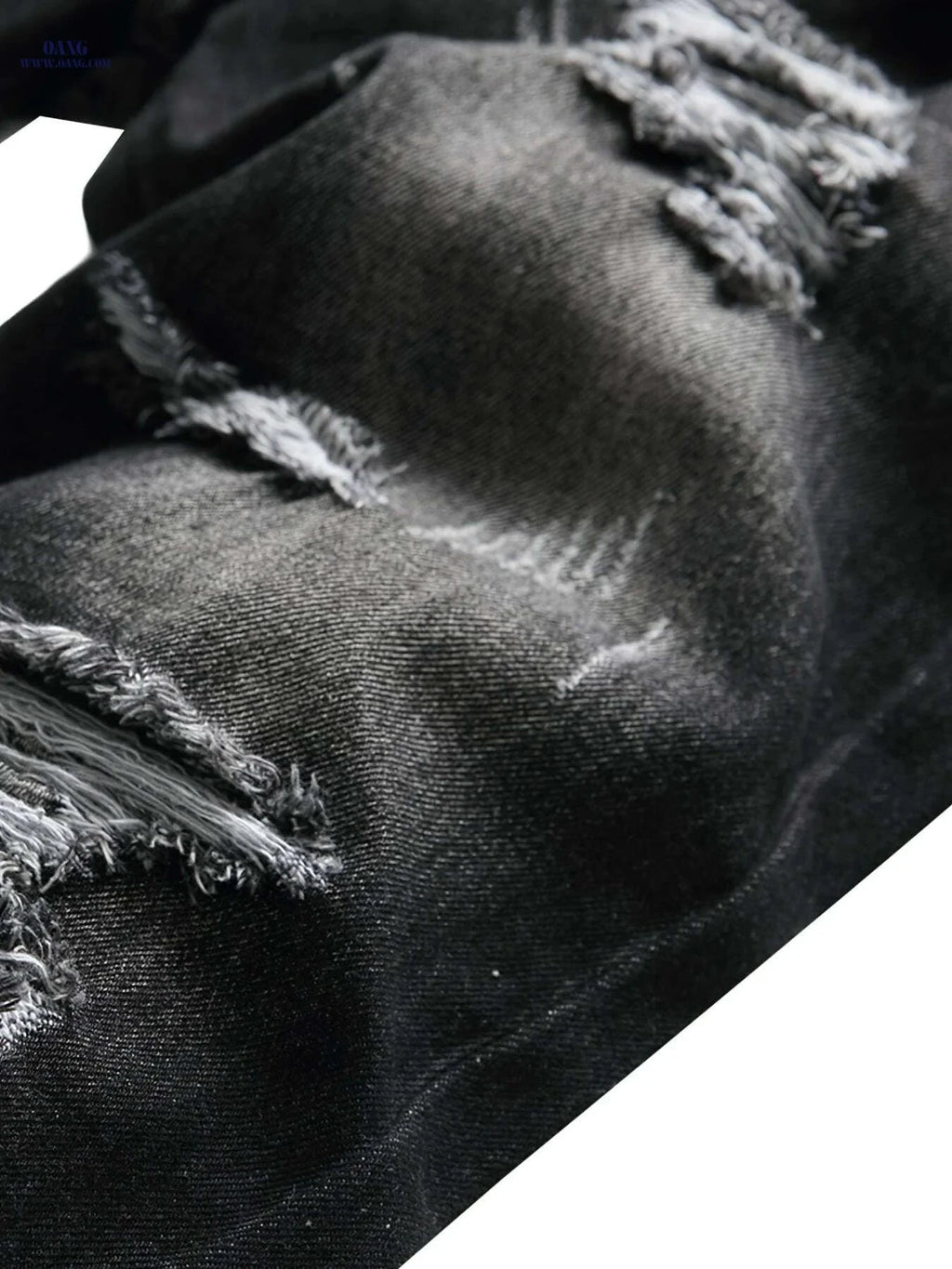 Mens Distressed Ripped Jeans - Slim Fit Straight Leg Denim   OAXG Black / 28