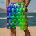 Mens Vibrant Plaid Drawstring Shorts - Breathable Summer Comfort   OAXG 