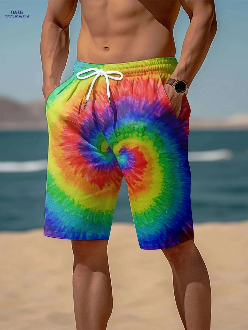 Mens Vibrant Plaid Drawstring Shorts - Breathable Summer Comfort   OAXG 