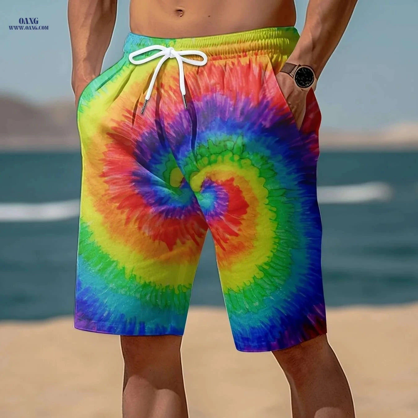 Mens Vibrant Plaid Drawstring Shorts - Breathable Summer Comfort   OAXG 