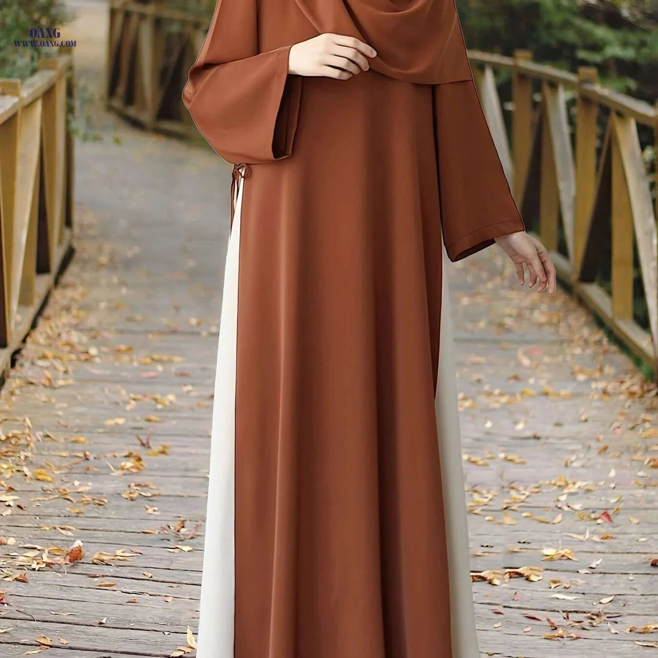 Middle Eastern Ramadan Abaya - Loose-Fitting Dress with Side Tie   OAXG 