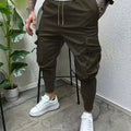 Minimalist Men's Cargo Pants - Solid Color with Drawstring Waist   OAXG 