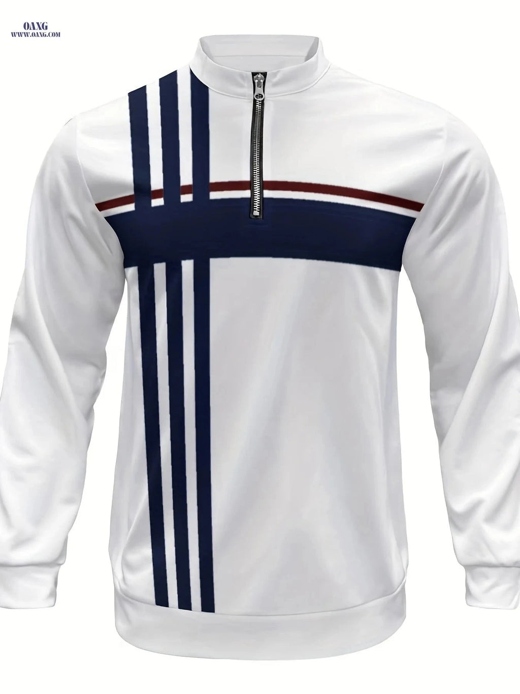 Minimalist Men's Casual Sportswear Set - Blue & Black Stripe Style   OAXG 