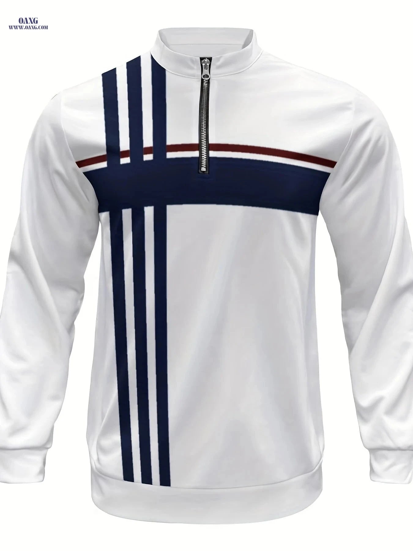 Minimalist Men's Casual Sportswear Set - Blue & Black Stripe Style   OAXG 