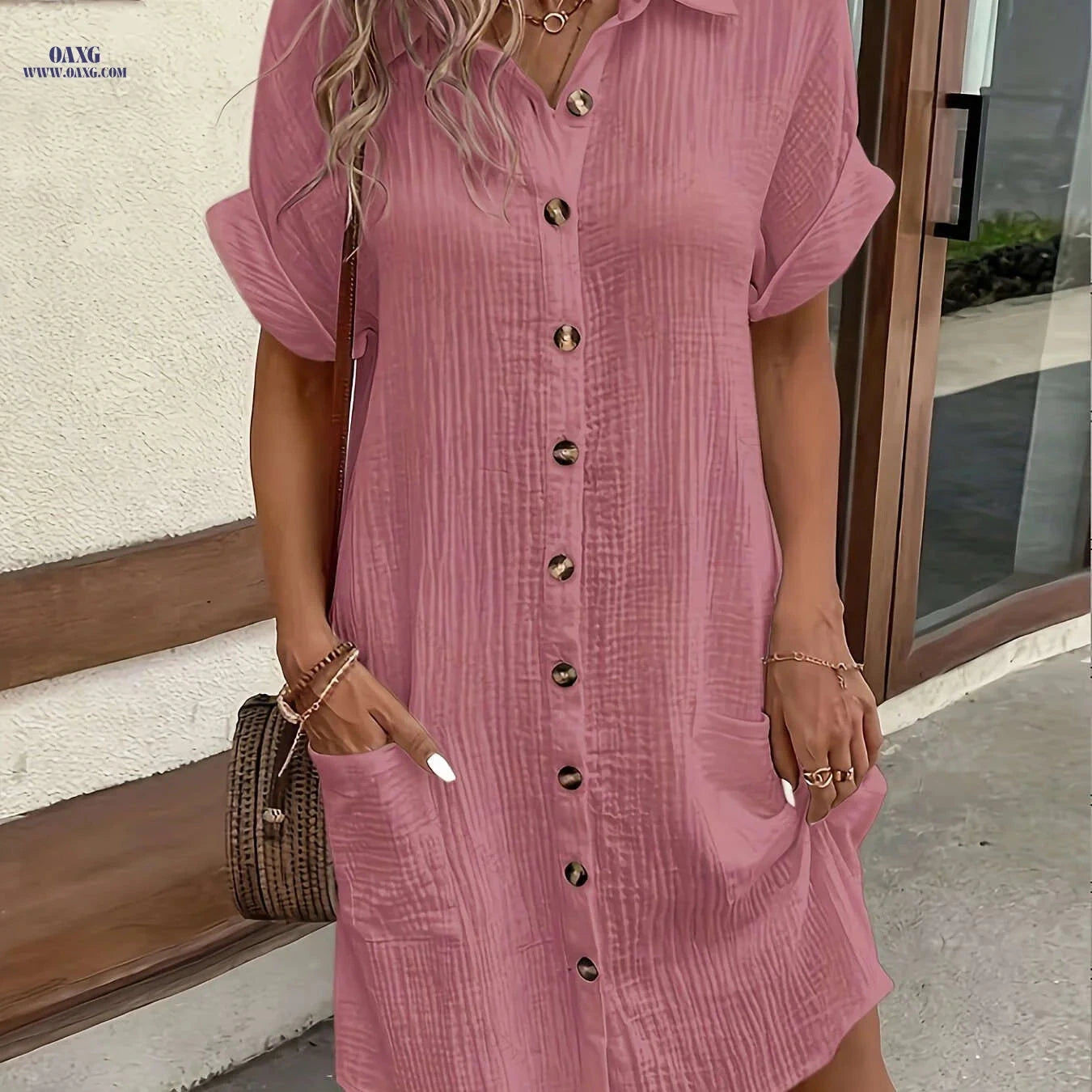 Minimalist White Shirt Dress – Breathable Fabric and Vintage Charm   OAXG 