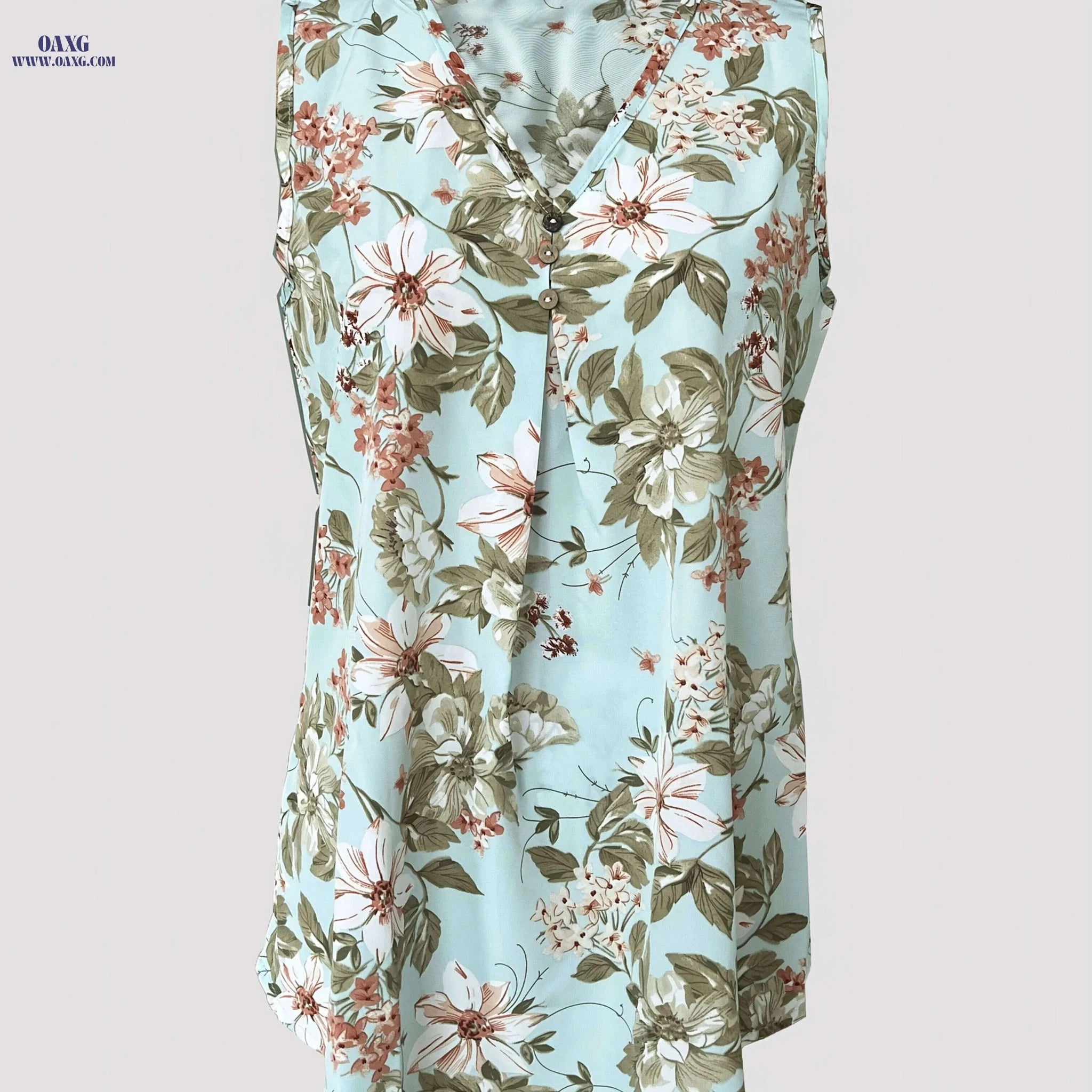 Mint Green Floral V-Neck Dress - Elegant Summer Beach Outfit   OAXG 