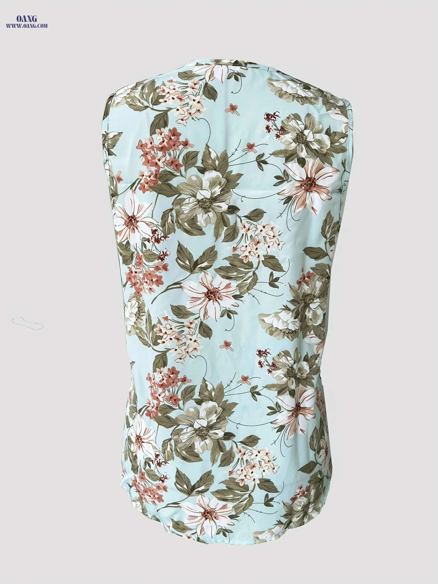 Mint Green Floral V-Neck Dress - Elegant Summer Beach Outfit   OAXG 