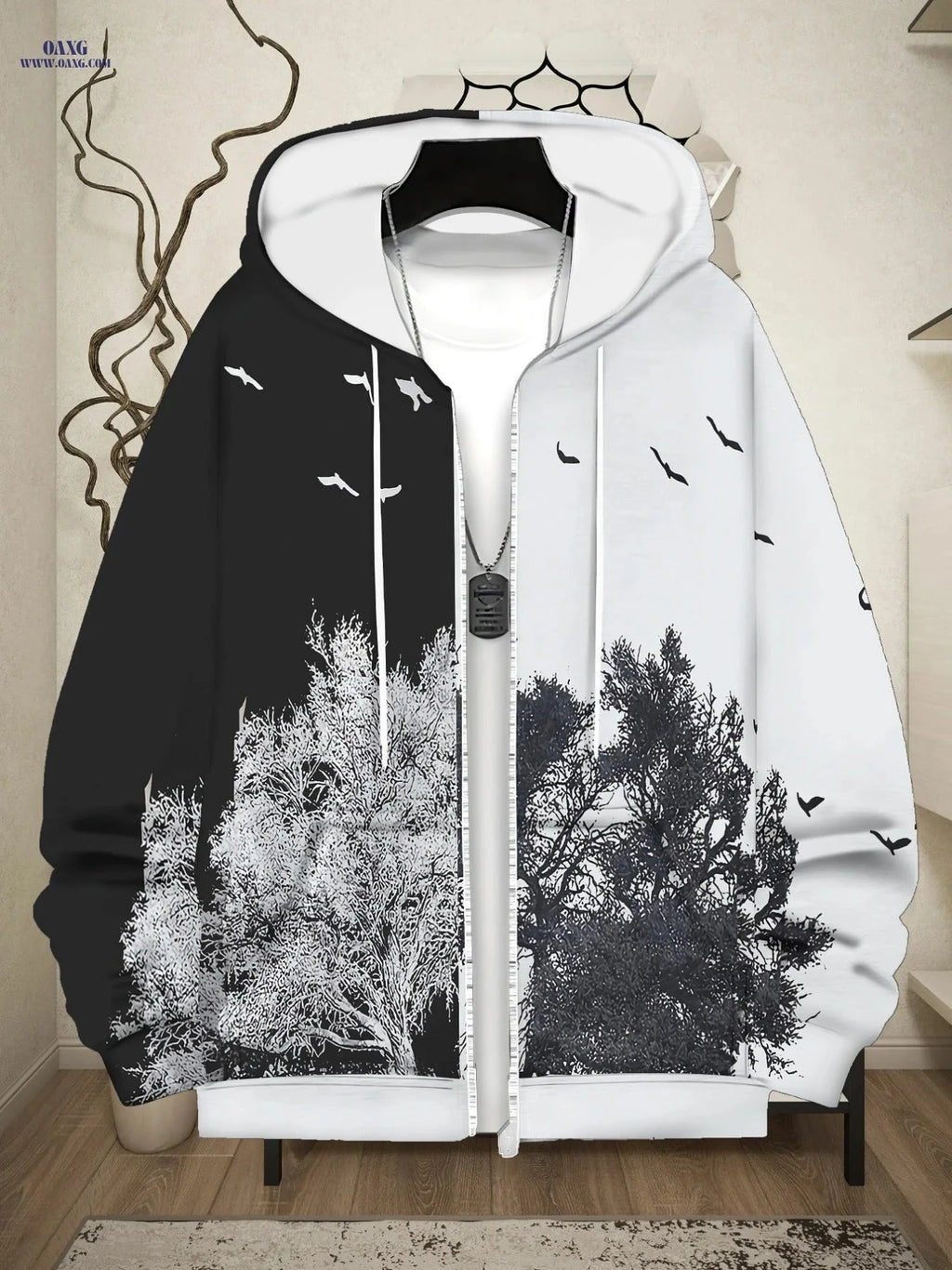 Modern Art-Inspired Men’s Zip-Up Jacket - Stylish Outdoor Hoodie   OAXG 