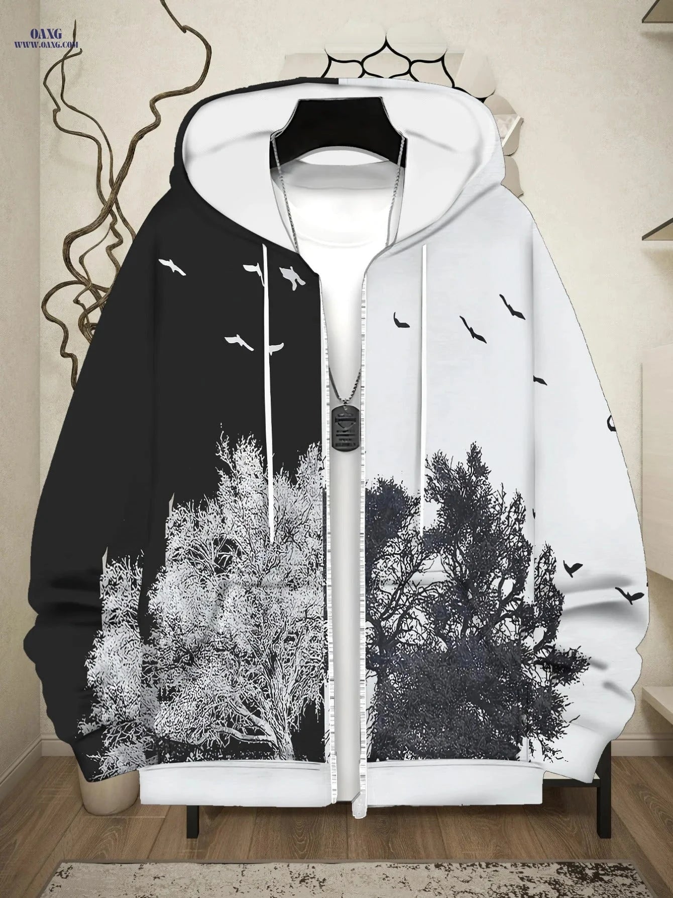 Modern Art-Inspired Men’s Zip-Up Jacket - Stylish Outdoor Hoodie   OAXG 