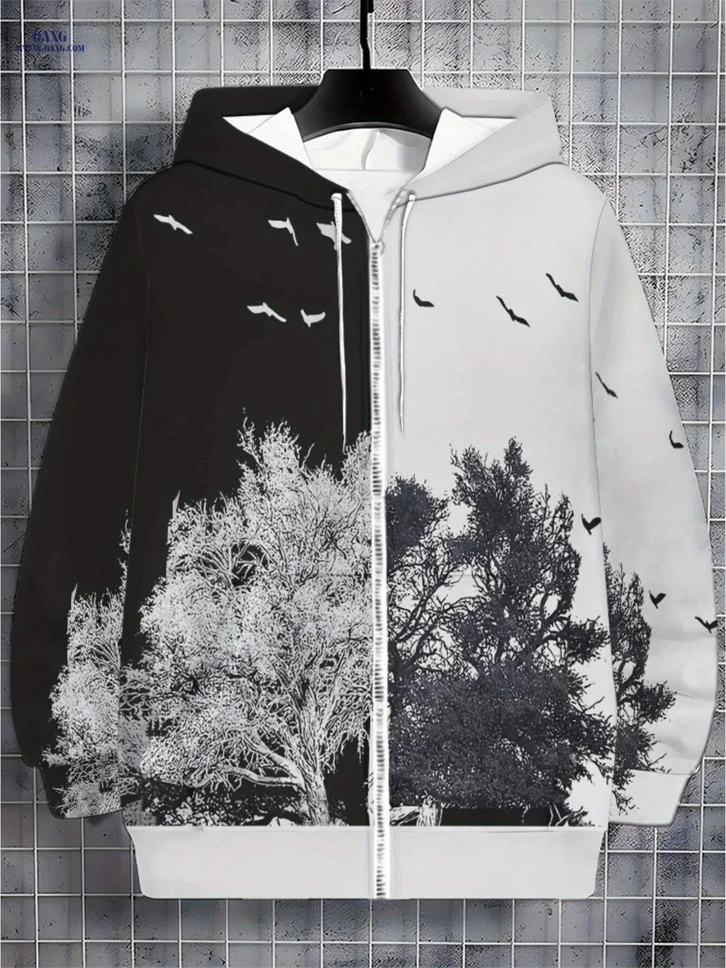 Modern Art-Inspired Men’s Zip-Up Jacket - Stylish Outdoor Hoodie   OAXG Multicolor / FR M