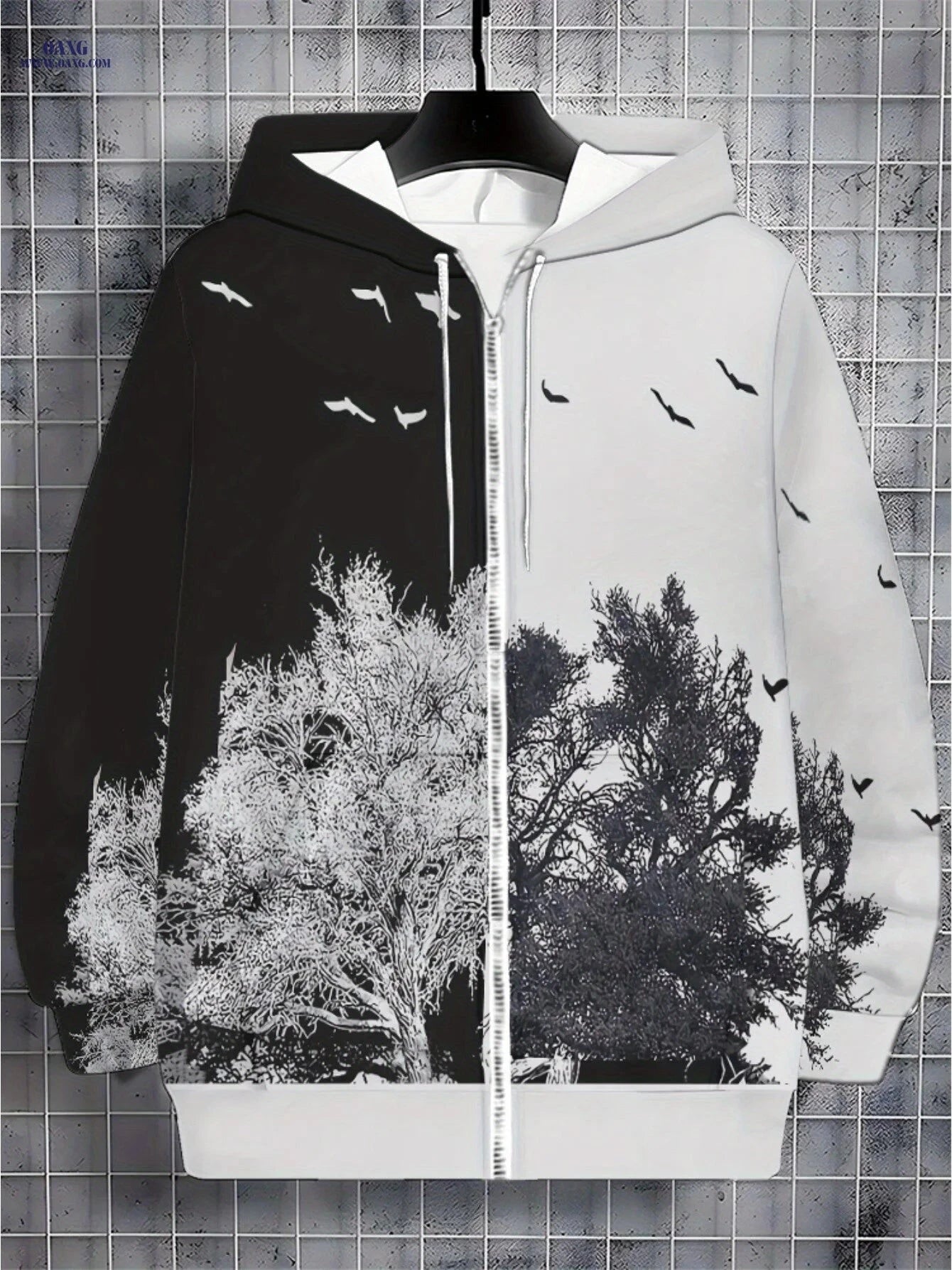 Modern Art-Inspired Men’s Zip-Up Jacket - Stylish Outdoor Hoodie   OAXG Multicolor / FR M