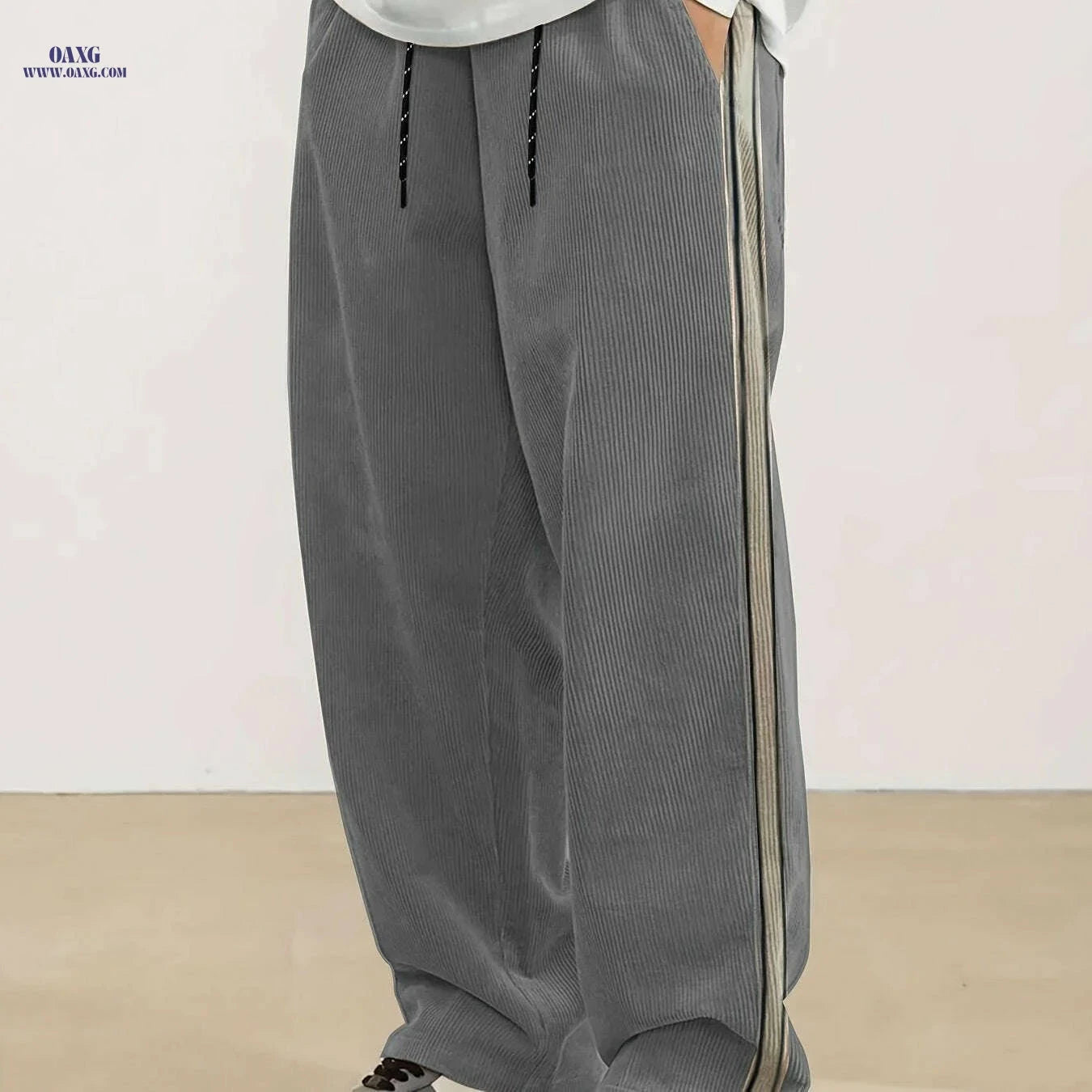 Modern Men's Straight-Leg Pants - Navy & White Stripes, Comfort Fit   OAXG Navy Blue / S