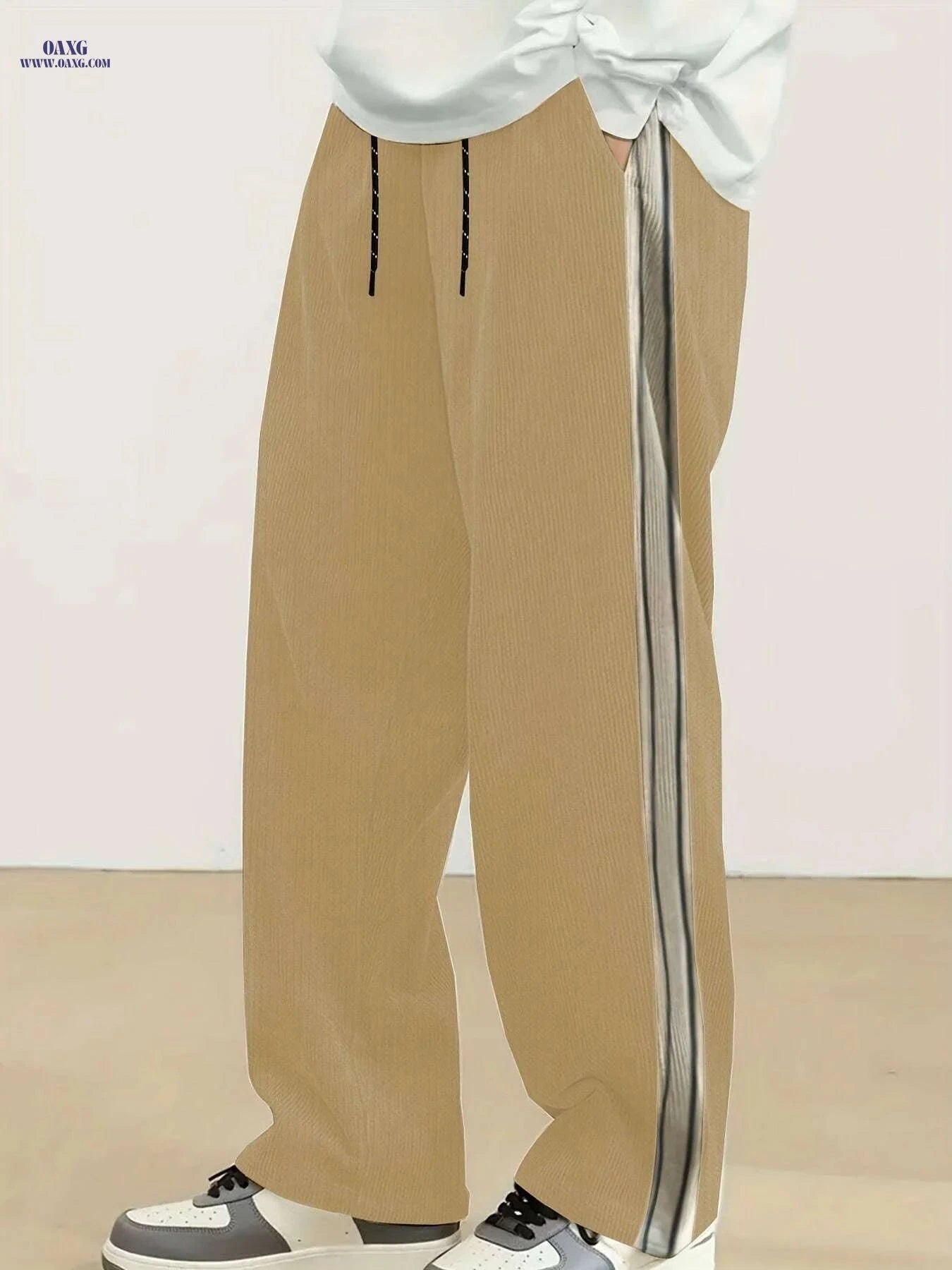 Modern Men's Straight-Leg Pants - Navy & White Stripes, Comfort Fit   OAXG Navy Blue / S