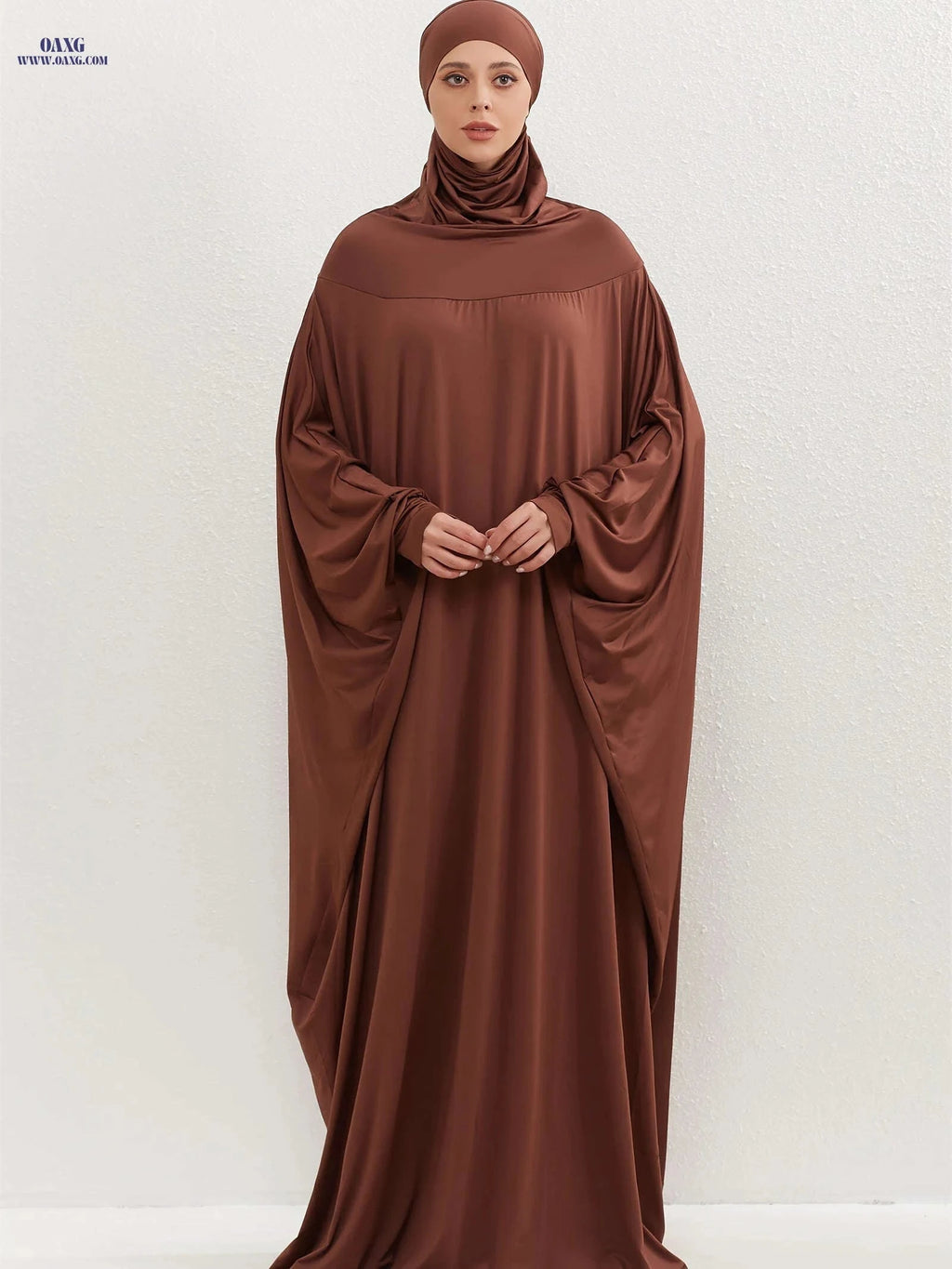 Modest Islamic Women's Attire - Hooded Abayas & Jilbabs Collection   OAXG Coffee Brown / One-size