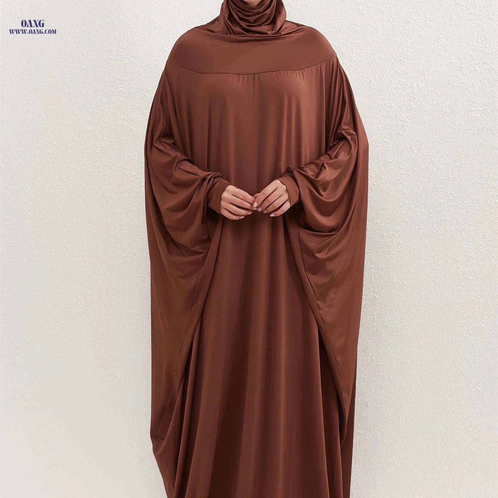 Modest Islamic Women's Attire - Hooded Abayas & Jilbabs Collection   OAXG Coffee Brown / One-size
