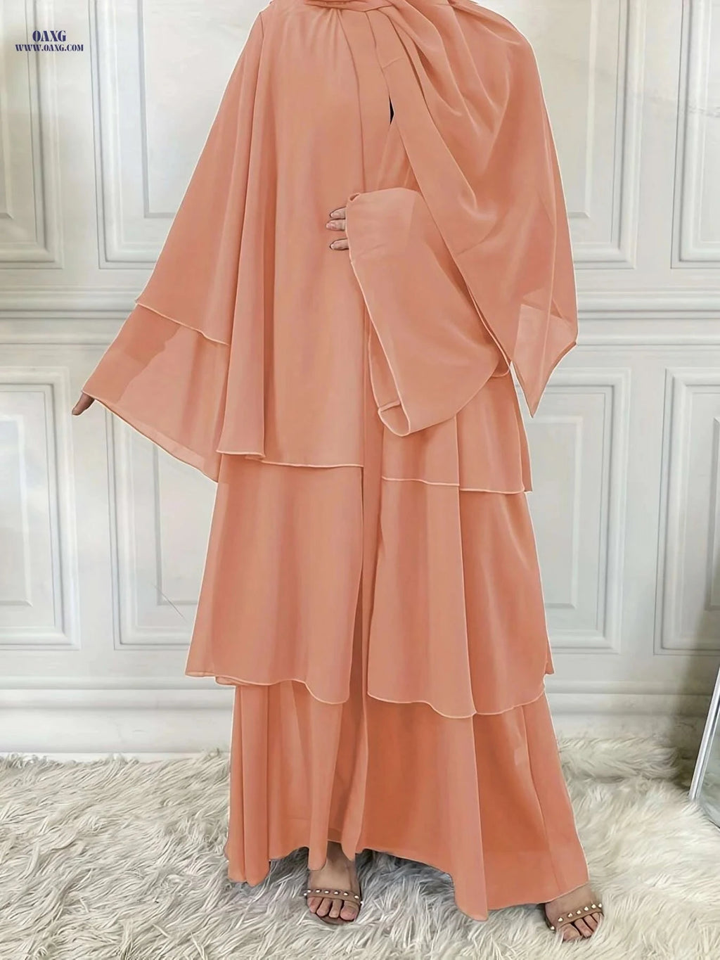 Modest Long Sleeve Ramadan Dress with Belt - Women's Clothing   OAXG 