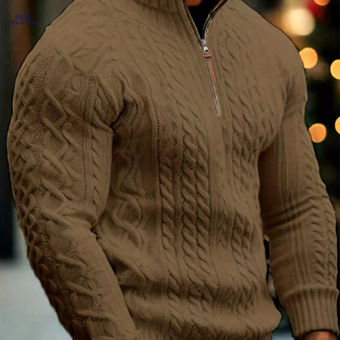 Mr. Pony Half-Zip Knit Aran Sweater - Casual Stand-Up Collar   OAXG White / FR M
