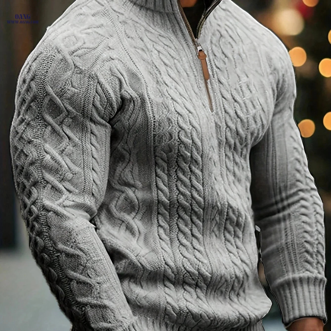 Mr. Pony Half-Zip Knit Aran Sweater - Casual Stand-Up Collar   OAXG White / FR M