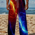 Multi-Color Lightnings Print Pants - Men's Casual Loose Fit Trousers   OAXG Mixed Color / M