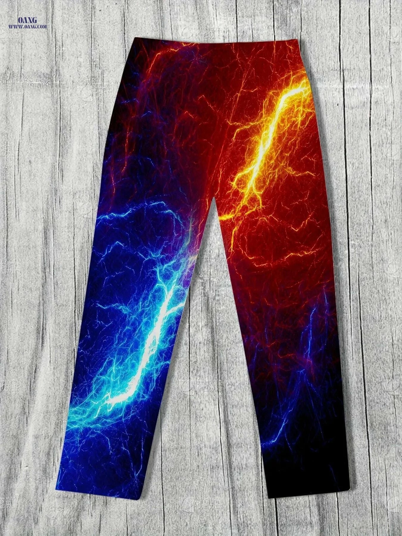 Multi-Color Lightnings Print Pants - Men's Casual Loose Fit Trousers   OAXG Mixed Color / M