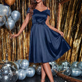 MUXXN Elegant One-Shoulder A-Line Dress with Bow - Knee High   OAXG 