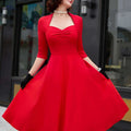 MUXXN Vintage Red Midi Dress - Elegant Plus Size A-Line Style   OAXG 